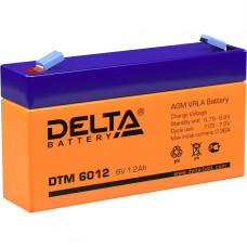 Батарея DELTA серия DTM, DTM 6012, напряжение 6В, емкость 1.2Ач (разряд 20 часов),  макс. ток разряда (5 сек.) 18А, макс. ток заряда 0.345А, свинцово-кислотная типа AGM, клеммы F1, ДxШxВ 97х24х52мм., вес 0.31кг., срок службы 6 лет. Delta DTM 6012 (6V  1.2
