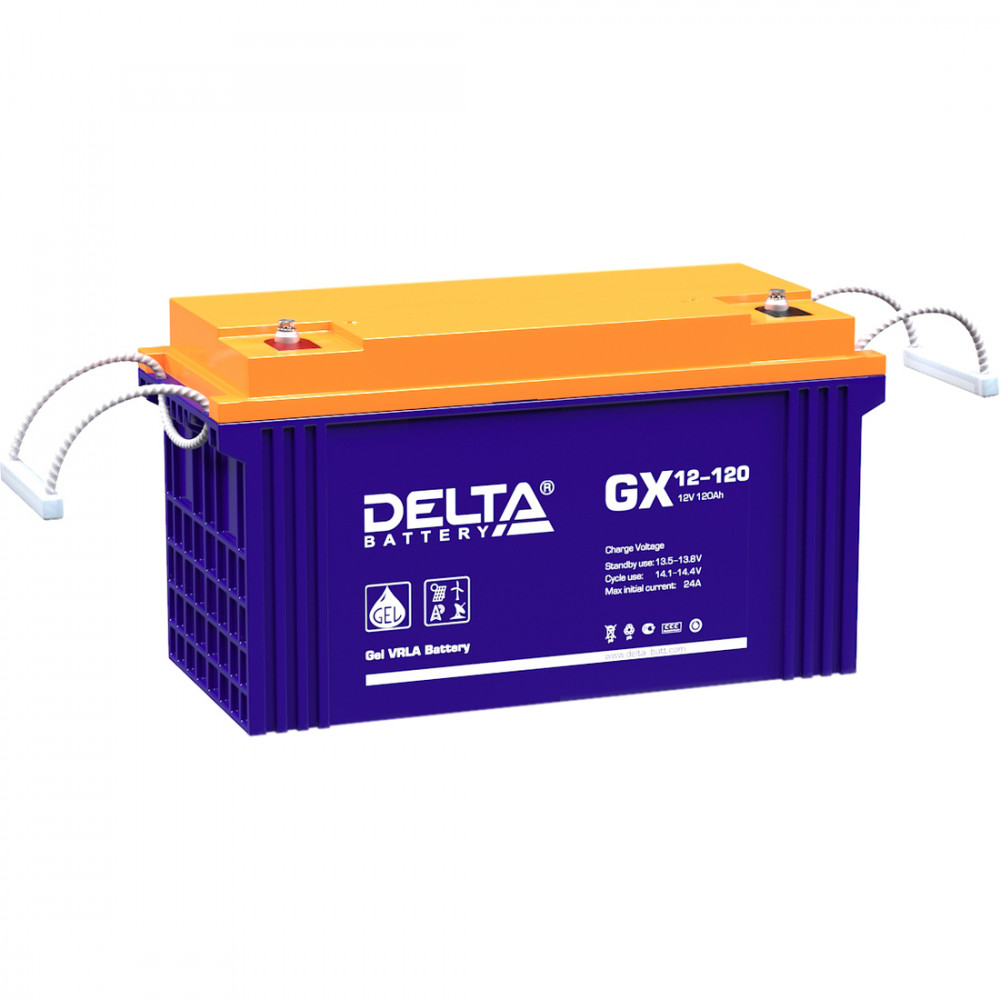 Батарея DELTA GX 12-120, 12В, 120Ач, GEL, клеммы М8, 410х176х224мм, 38кг, срок службы 15 лет
