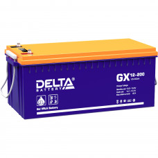 Батарея DELTA серия GX, GX 12-200, напряжение 12В, емкость 200Ач (разряд 10 часов),  макс. ток разряда (5 сек.) 1000А, макс. ток заряда 40А, свинцово-кислотная типа GEL, клеммы под болт М8, ДxШxВ 522х238х218мм., вес 65кг., срок службы 15 лет. Delta GX 12-