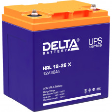 Батарея DELTA HRL-X, HRL 12-26 X, 12В, 28Ач, AGM, 310А макс. разряд, 7.8А макс. заряд, клеммы М5, 165х125х175мм, 9.6кг, срок службы 12 лет

