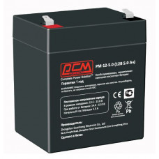 Батарея POWERCOM PM-12-5.0, напряжение 12В, емкость 5Ач, макс. ток разряда 75А, макс. ток заряда 1.5А, свинцово-кислотная типа AGM, тип клемм T2(250)T1(187), размеры (ДхШхВ) 90х70х101 мм., 1.6кг Powercom POWERCOM PM-12-5.0