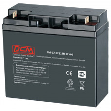 Батарея POWERCOM PM-12-17, напряжение 12В, емкость 17Ач, макс. ток разряда 255А, макс. ток заряда 5.1А, свинцово-кислотная типа AGM, тип клемм T2(250)T1(187), размеры (ДхШхВ) 181х76х167 мм, 5.4кг Powercom POWERCOM PM-12-17