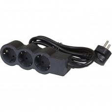 Удлинитель серии "Стандарт"  3 x 2К+З с кабелем 5 м., цвет черный Legrand 694568