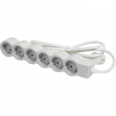 Удлинитель серии "Стандарт"  6 x 2К+З с кабелем 1,5 м., цвет бело-серый Legrand 694557