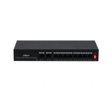8-портовый неуправляемый коммутатор с РоЕ Порты 8 RJ45 10100Мбитс (PoEPoE+) 2 RJ45 10100Мбитс (uplink) мощность PoE порты 18 до 30Вт суммарно до 65Вт питание 100240В(AC) Dahua DH-PFS3010-8ET-65