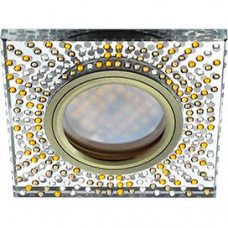 Ecola MR16 DL1658 GU5.3 Glass Стекло Квадрат с  прозр.-янтарной мозаикой/фон зерк../центр.часть черненая бронза 25x95x95