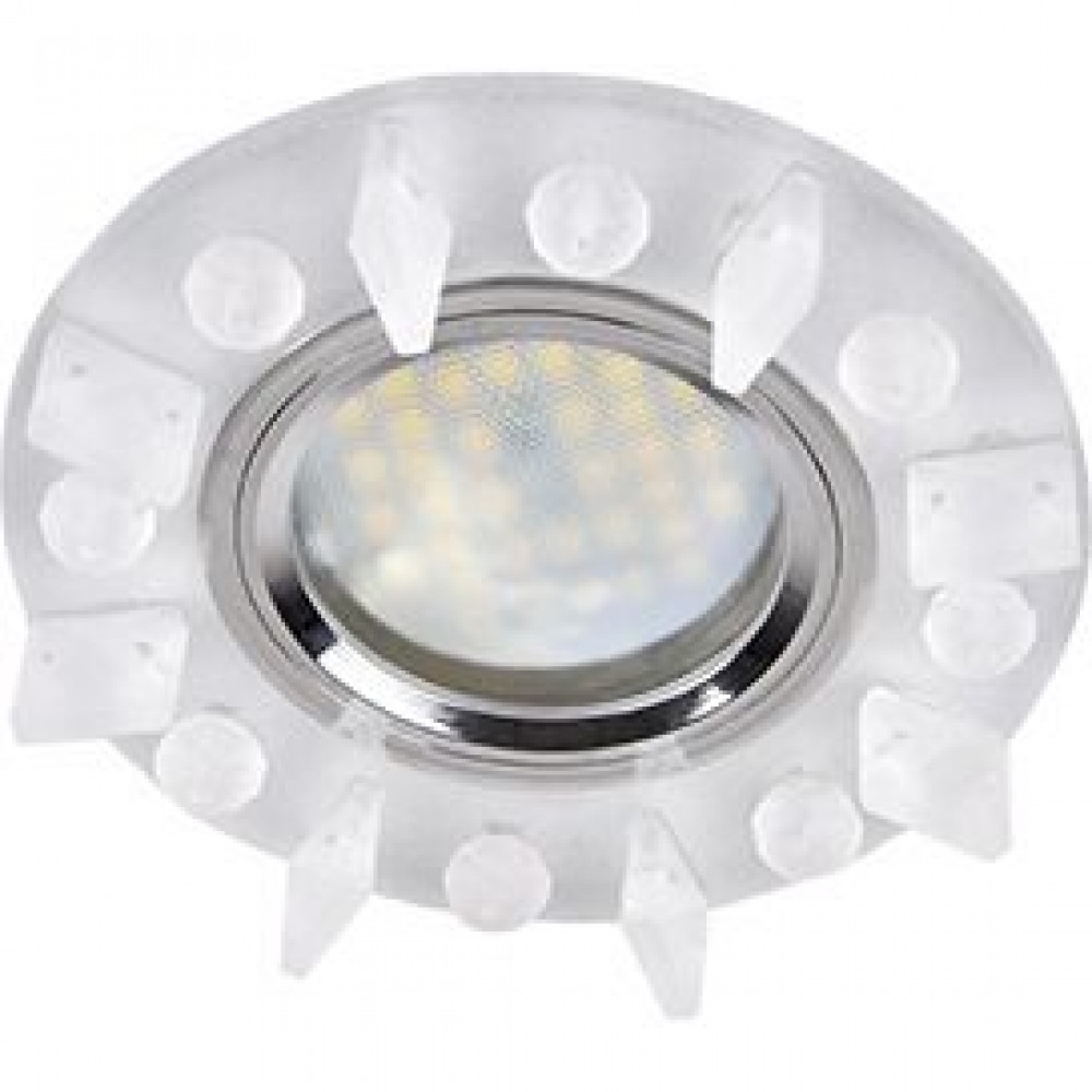 Ecola MR16 DL1661 GU5.3 Glass Круг с квадратными матовыми стразами, матовый фон, хромированная центральная часть, 42x95 FM16RNECB
