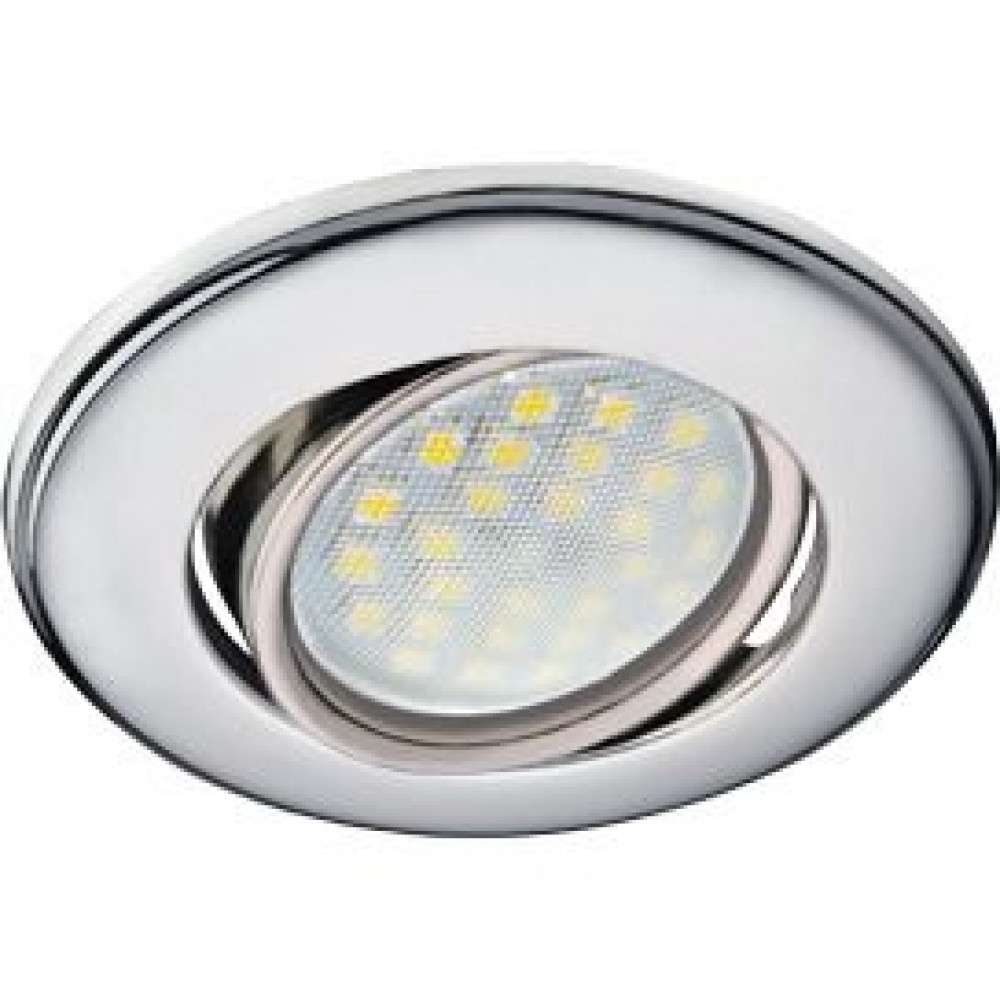 Ecola MR16 DH03 GU5.3 Встраиваемый поворотный светильник выпуклый, скрытый крепеж, хром, 25x88 (d74) FC1601EFS
