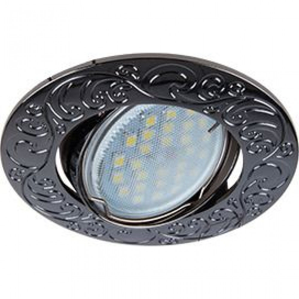 Ecola MR16 DL114 GU5.3 Светильник встраиваемый литой поворотный Лианы Черный Хром 25x90 FB1604EFF
