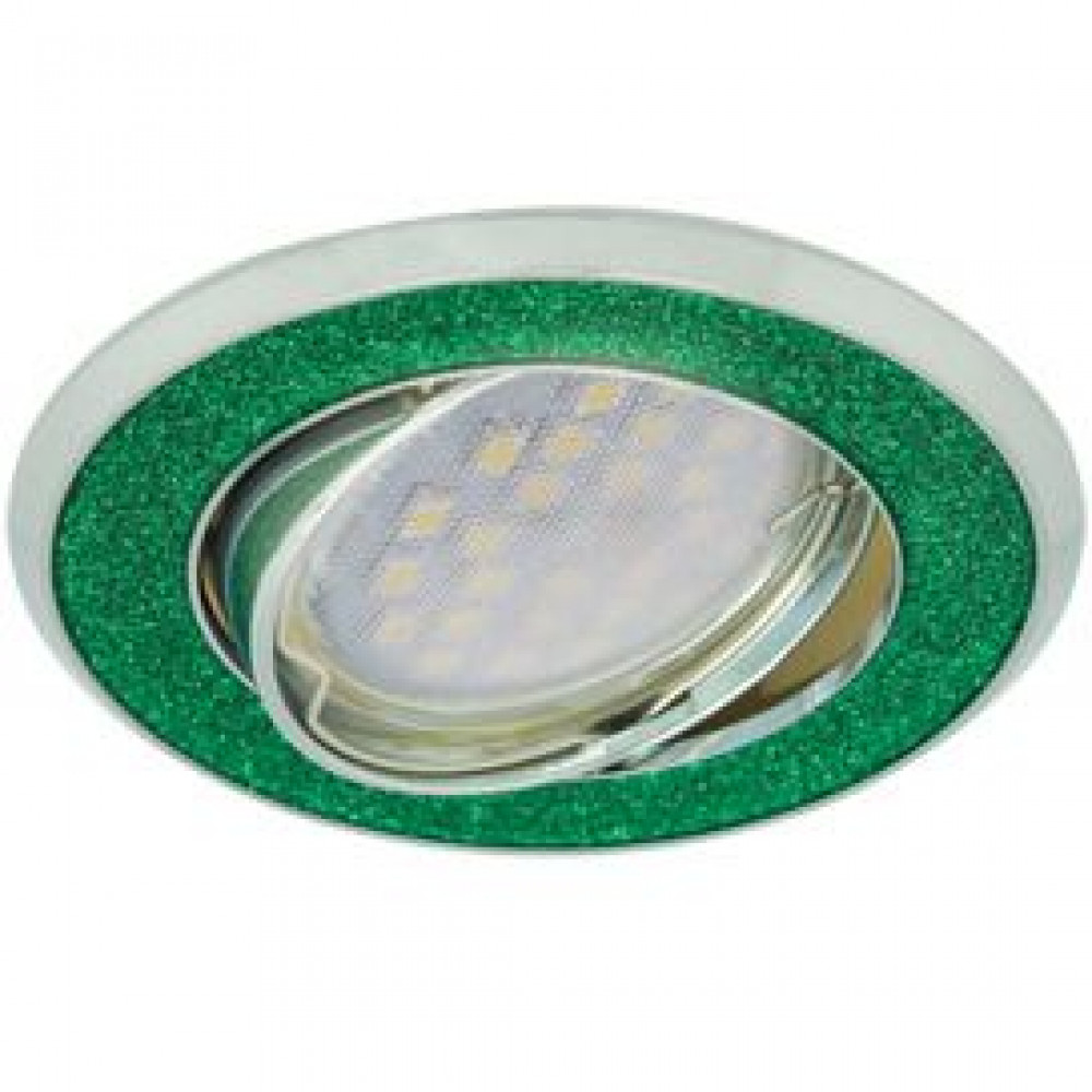 Ecola MR16 DL39 GU5.3 Встраиваемый литой поворотный светильник, круглый, изумрудный блеск/хром, 23x88, FG1614EFY
