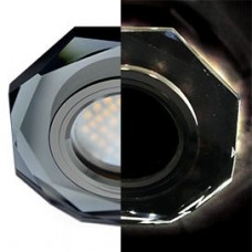 Ecola MR16 LD1652 GU5.3 Glass Стекло с подсветкой 8-угольник с прямыми гранями Черный / Черный хром 25x90 (кd74)
