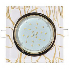 Ecola GX53 H4 5311 Glass Стекло Квадрат Скошенный Край Золото на Белом 38x120x120 (К+) FG53SNECH
