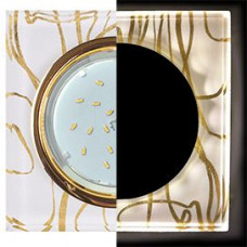 Ecola GX53 H4 LD5311 Glass Стекло Квадрат скошенный край с подсветкой  золото - золото на белом 38x120x120 (к+)