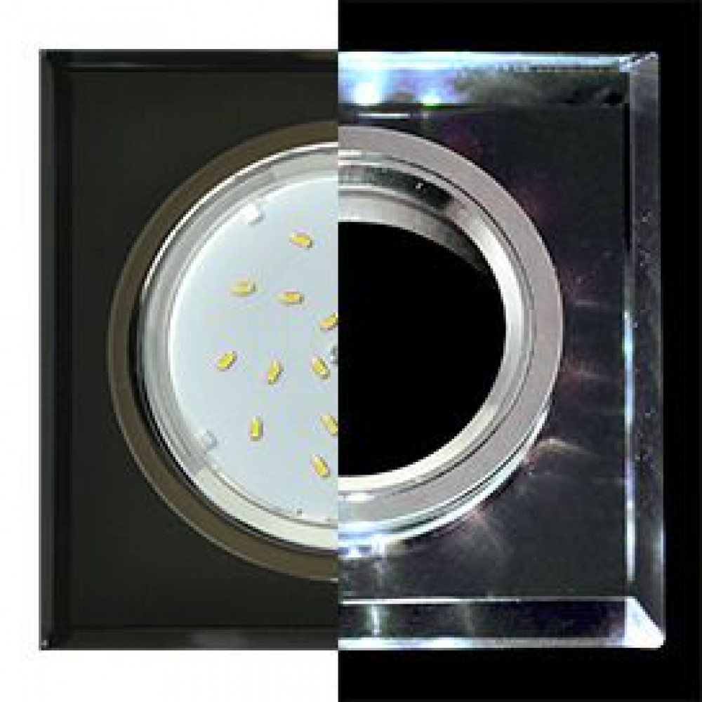 Ecola GX53 H4 LD5311 Glass Стекло Квадрат Скошенный Край с Подсветкой Черный Хром - Черный 38x120x120 (к+) SN53SNECH
