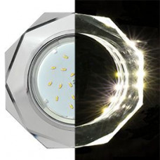 Ecola GX53 H4 LD5312 Glass Стекло 8-угольник с прямыми гранями с подсветкой, хром-хром (зеркальный) 38x133 (к+) SM538AECH
