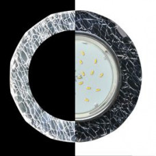Ecola GX53 H4 LD5313 Glass Круг с вогнутыми гранями с подсветкой, хром - колотый лед на черном, 38x126 (к+) SE53RCECH
