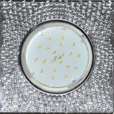 Ecola GX53 H4 LD5320 Glass Квадрат с прозрачной мозаикой с подсветкой, фон зеркальный, центральная часть хром, 40x123x123 (к+) SC53SGECB
