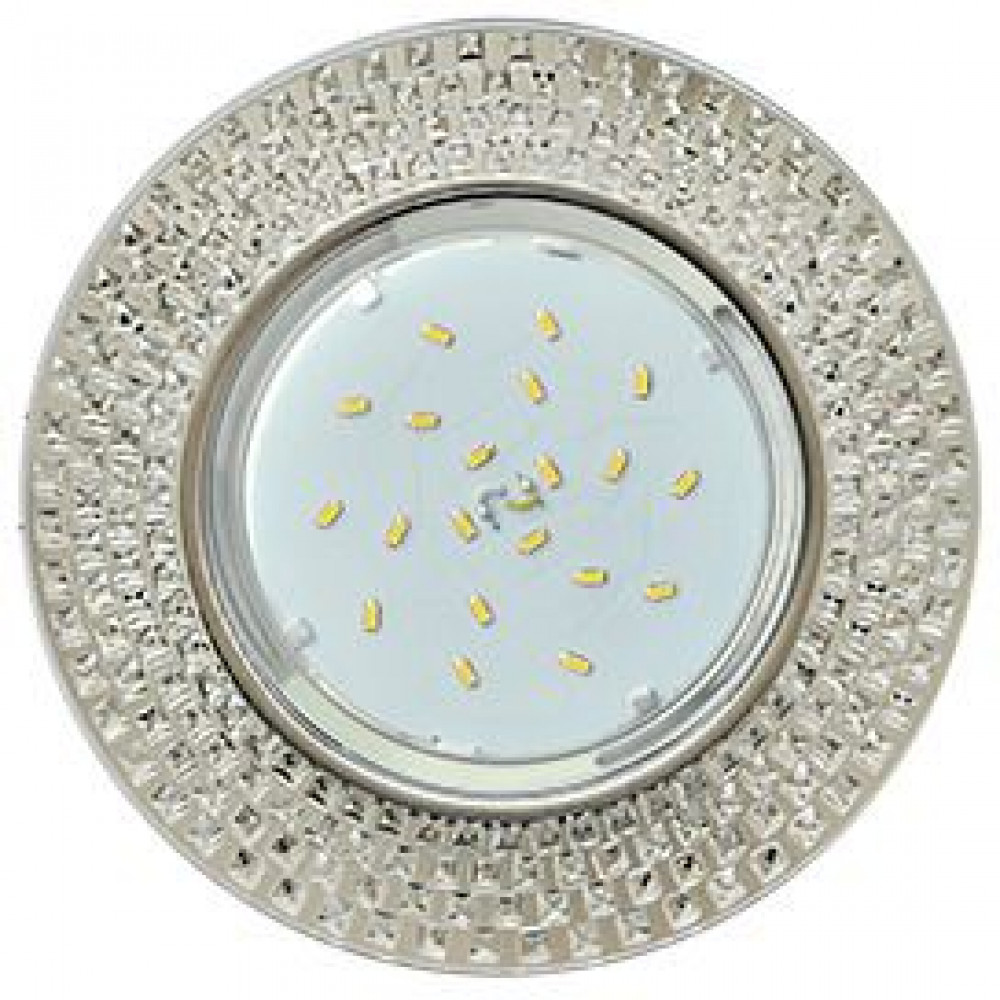 Ecola GX53 H4 5319 Glass Круг с прозрачной мозаикой/фон зеркальный/центральная часть хром 40x123 (к+) FC53RMECB
