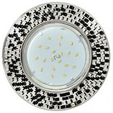 Ecola GX53 H4 5319 Glass Круг с прозрачной черно-мозаичной окантовкой, зеркальный фон, центральная часть хром 40x123 (к+) FU53RMECB
