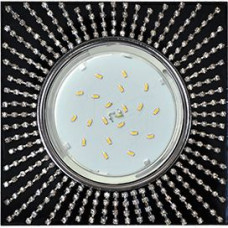 Ecola GX53 H4 5352 Glass Квадрат с прозрачными стразами, хром/черный, центр хром, 40x123x123 (FR53SGECB)
