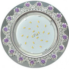 Ecola GX53 H4 5360 Glass Круг с  прозр.и аметист. стразами Корона (оправа хром)/фон зерк../центр.часть хром 52x120 (к+)