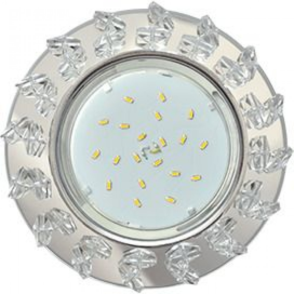 Ecola GX53 H4 5361 Glass Круг с крупными прозрачными стразами Елочка, фон зеркальный, центральная часть хром 54x120 (к+) FE53RNECB
