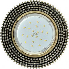 Ecola GX53 H4 5362 Glass Круг с прозрачными стразами (оправа золото) / фон черный / центральная часть золото 40x120 (к+) FP53RGECB
