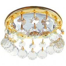Ecola GX53 H4 5346 Glass Круглый Светильник с крупными хрусталиками на прямом подвесе, Прозрачный/Золото, 90x110 мм (к+) FL53RVECB
