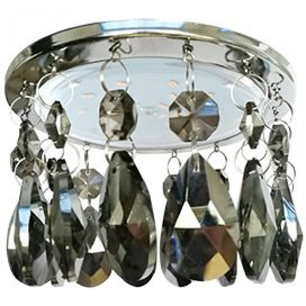 Ecola GX53 H4 5350 Glass круг с каплевидными хрусталиками на прямом подвесе тонированный/хром 102x105 (к+) SF53RVECB
