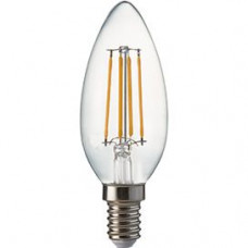 Ecola candle   LED Premium  6,0W  220V E14 2700K 360° filament прозр. нитевидная свеча (Ra 80, 100 Lm/W, КП=0) 96х37