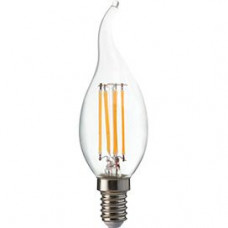 Ecola candle   LED Premium  6,0W  220V E14 2700K 360° filament прозр. нитевидная свеча на ветру (Ra 80, 100 Lm/W, КП=0) 125х37