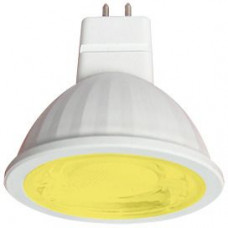 Ecola MR16   LED color  9,0W  220V GU5.3 Yellow Желтый (насыщенный цвет) прозрачная 47х50