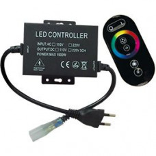Ecola LED strip 220V RGB  RF controller (IP20) 1500W 6,6A для ленты 220V 16x8 IP68 с кольцевым сенсорным черным радиопультом