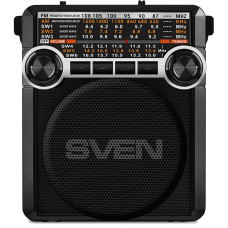 Портативная колонка SVEN SRP-355, черный (3 Вт, FM/AM/SW, USB, SD/microSD, фонарь, встроенный аккумулятор)
