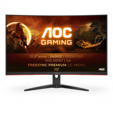 Монитор AOC LCD 31.5" [16:9] 1920х1080(FHD) VA, Curved, nonGLARE, Нет, 240 Гц, 300cd/m2, H178°/V178°, 4000:1, 80M:1, 16.7M, 1ms, VGA, 2xHDMI, DP, Pivot, Tilt, Swivel, 3Y, Black