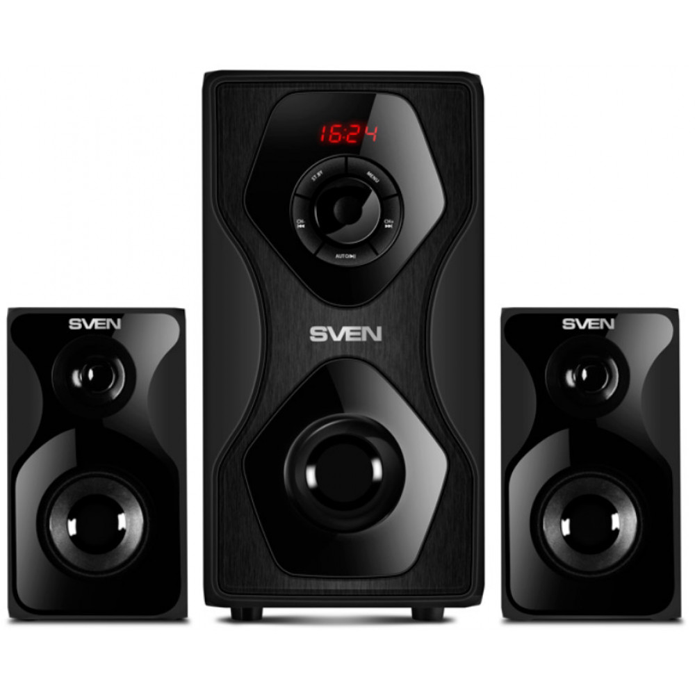 Акустическая система 2.1 SVEN MS-2055, 55 Вт, FM-тюнер, Bluetooth, черная, пульт ДУ
