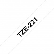  Brother Наклейка стандартная ламинированная TZe-221 (9 мм чёрный шрифт на белом фоне, аналог TZ-221, длина 8м)