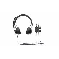  Logitech Гарнитура проводная Zone Wired Teams, для контактных центров, USB/USB Type-C, 1.9 м, черный.