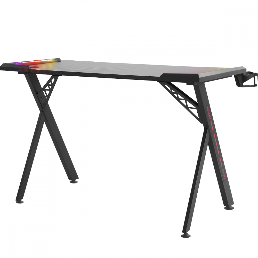 Defender Игровой стол Gamer RGB, подвес для кружки и гарнитуры, черный, 120 см, модель 64330
