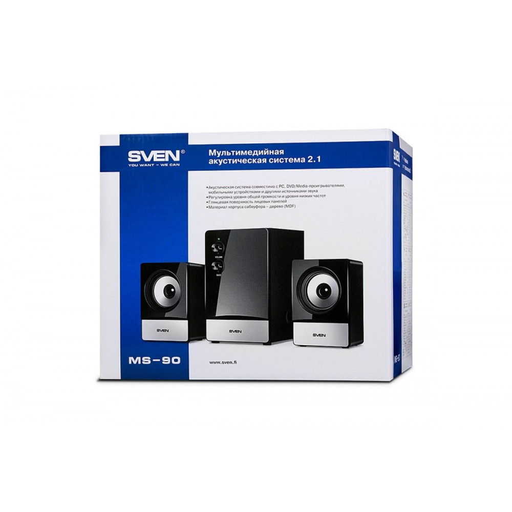SVEN MS-90, чёрный, акустическая система 2.1, мощность(RMS) 5 Вт+2x.2.5 Вт Sven SVEN MS-90