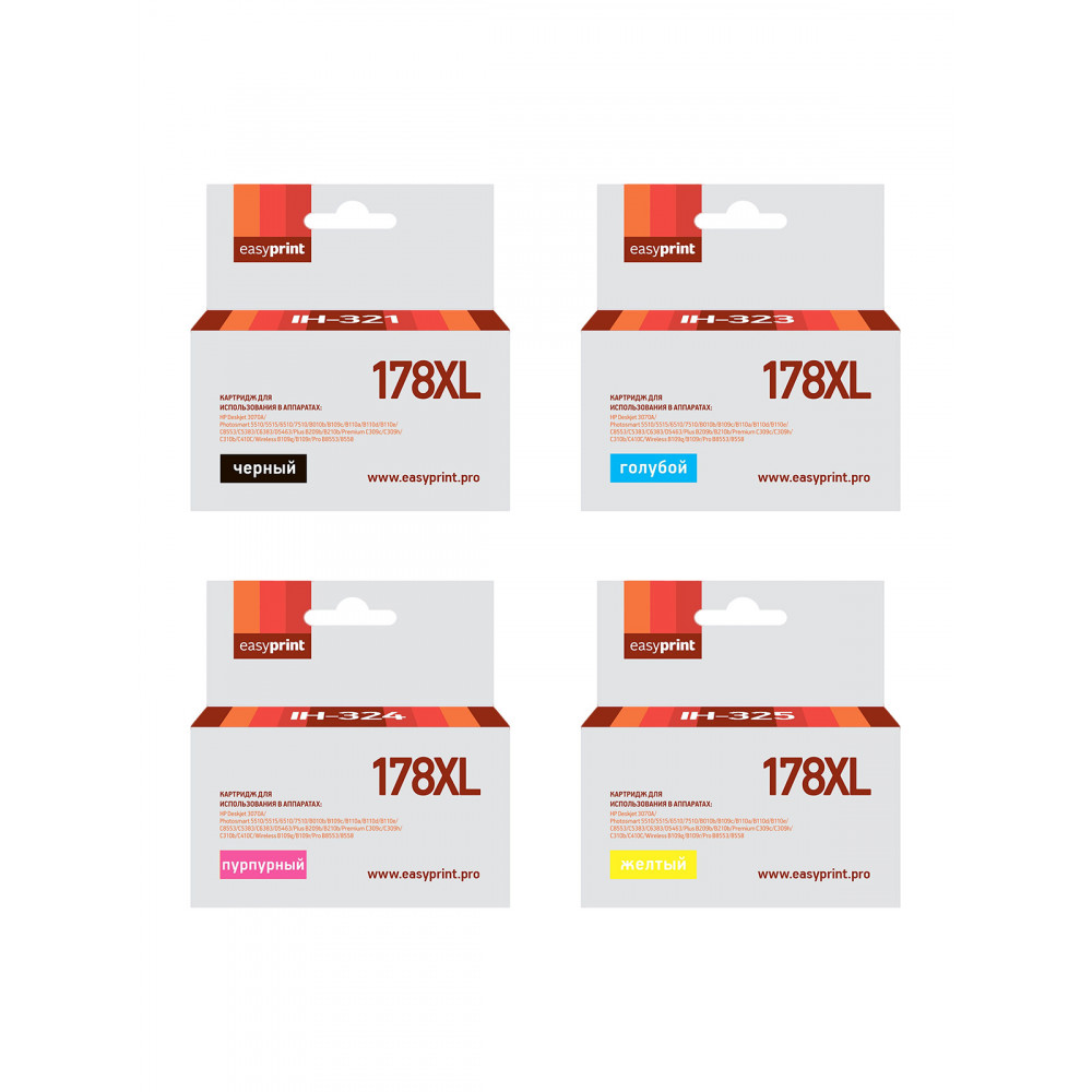 Комплект картриджей EasyPrint IH-178XL_SET для HP 178XL: черный, голубой, пурпурный, желтый