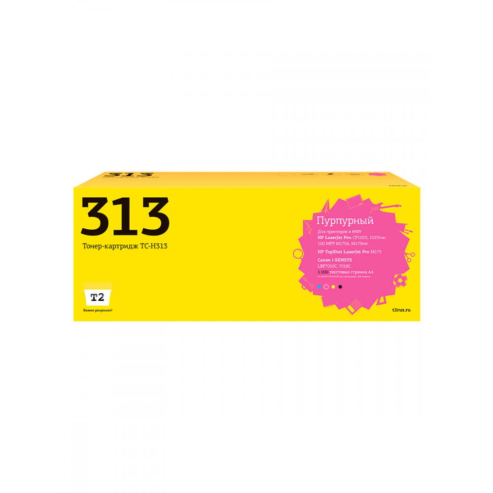 TC-H313 Картридж T2 для HP LaserJet Pro CP1025/1025nw/Pro 100 MFP M175A/Pro 100 M175nw/i-SENSYS LBP7010C/LBP7018C Cartridge 729M (1000 стр.) Пурпурный, с чипом