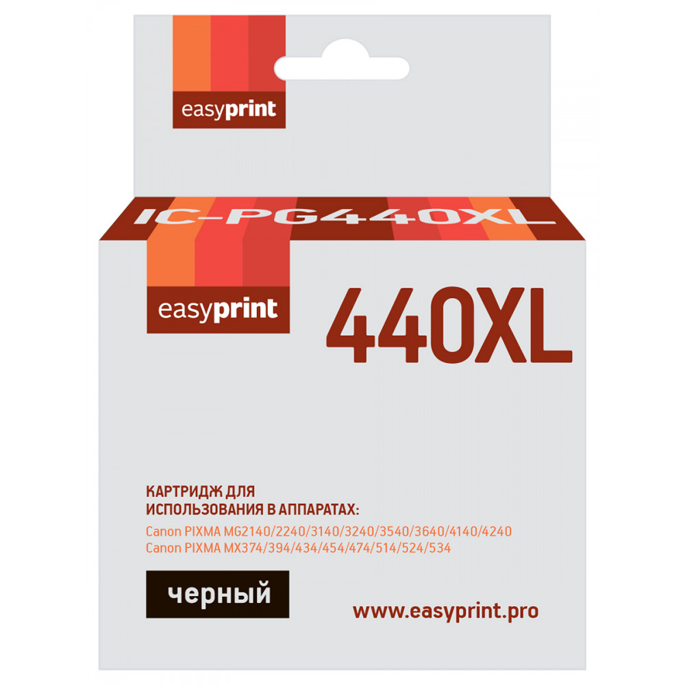 Картридж EasyPrint IC-PG440XL для Canon PIXMA MG2140/2240/3140/3240/3540/3640/4140/4240/MX374/394/434/454/474/514/524/534, черный