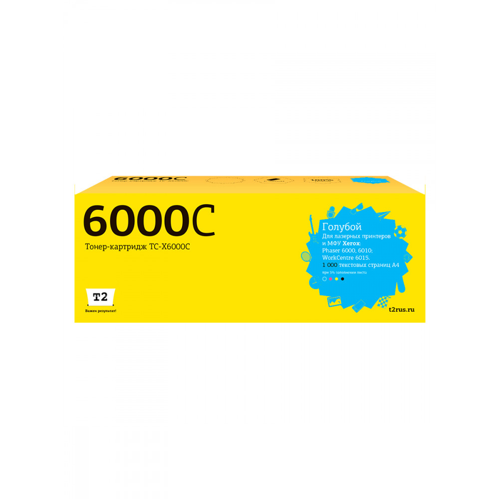 TC-X6000C Тонер-картридж T2 для Xerox Phaser 6000/6010/WorkCentre 6015 (1000 стр.) голубой, с чипом 106R01631