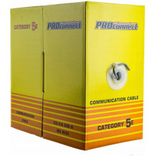 Кабель витая пара Proconnect 01-0052 U/UTP, категория 5e, PVC, 4PR, 24AWG, медный, внутренний, серый, 305 м