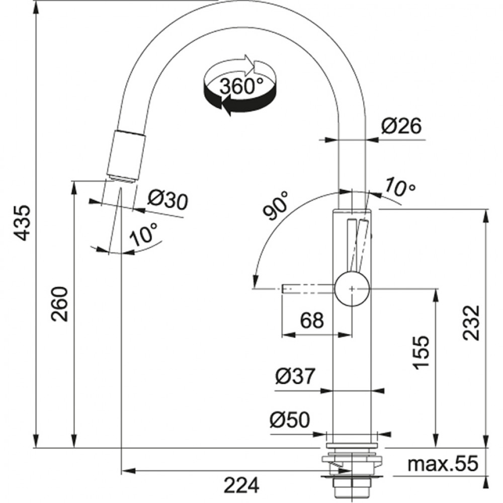 Смеситель Franke 115.0545.135 Franke Pescara up&ampampdown