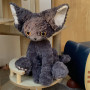Мягкая игрушка чёрная кошка (Девон-рекс), плюшевый кот