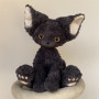 Мягкая игрушка чёрная кошка (Девон-рекс), плюшевый кот
