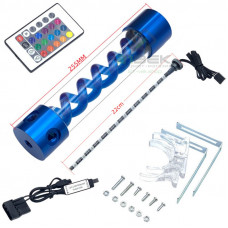 Резервуар для СЖО XHDIY T-Virus 255 мм, алюминий, 4 порта, с подсветкой RGB, синий