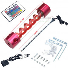 Резервуар для СЖО XHDIY T-Virus 255 мм, алюминий, 4 порта, с подсветкой RGB, красный